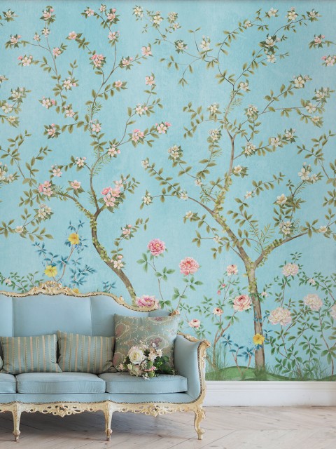 Soothing Forest and Flowers Wallpaper Mural