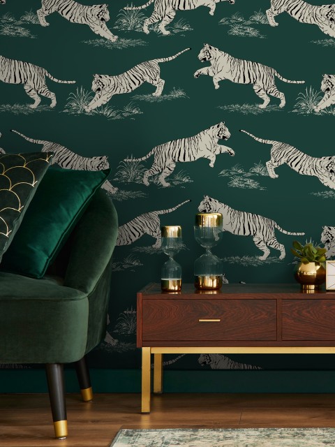 Wild Tiger Pattern Wallpaper Mural