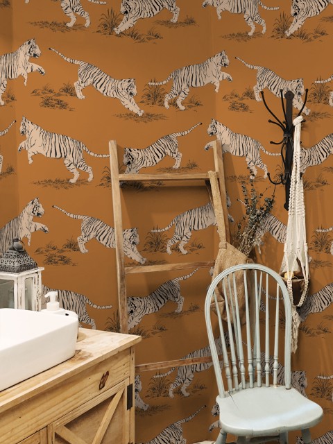 Wild Tiger Pattern Wallpaper Mural