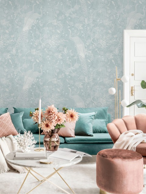 Soft Floral Elegance Peacock Wallpaper Mural