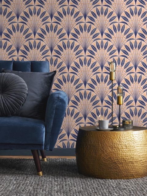 Elegant Fan Leaf Pattern Wallpaper Mural