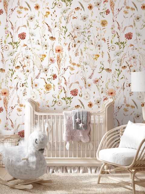 Delicate Wild Bloom Garden Wallpaper Mural