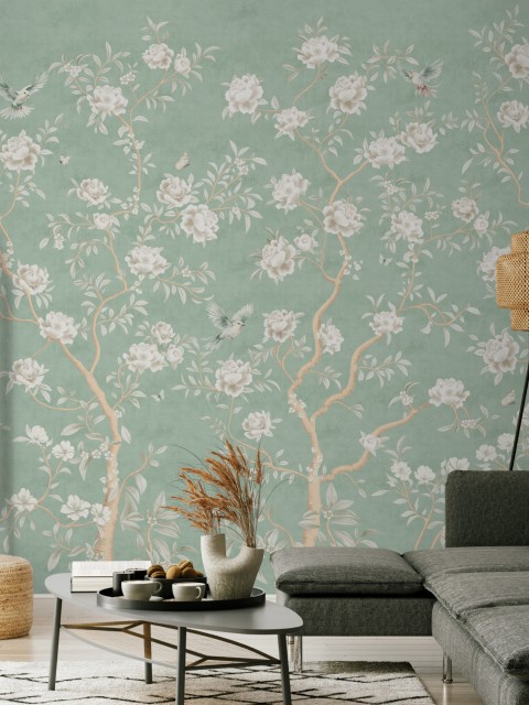 Chinoiserie Chic Floral Elegance Wallpaper Mural