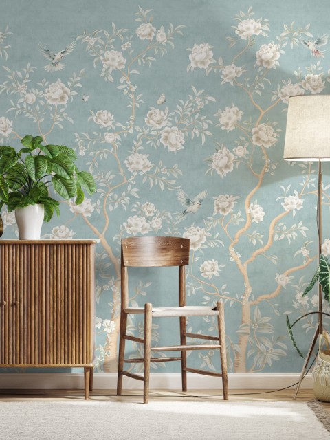 Chinoiserie Chic Floral Elegance Wallpaper Mural