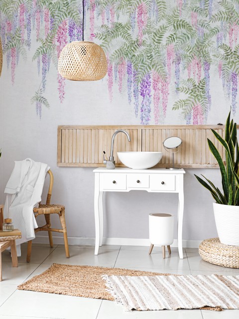 Soft Wisteria Elegance Wallpaper Mural