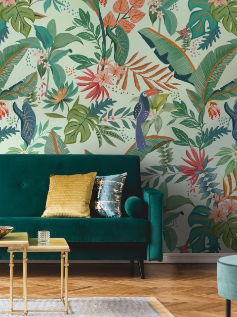 Tropical Paradise and Exotic Birds Wallpaper Mural