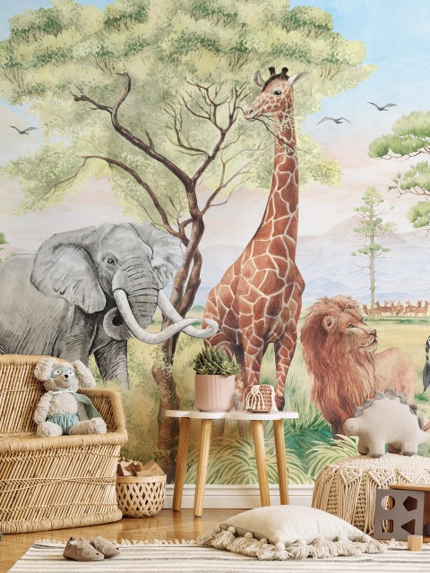 African Safari Panorama Wildlife Wallpaper Mural