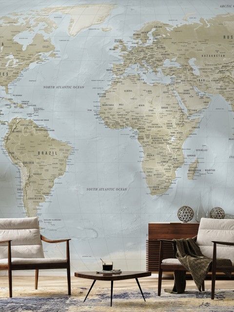 Global Geographic  World Map Wallpaper Mural