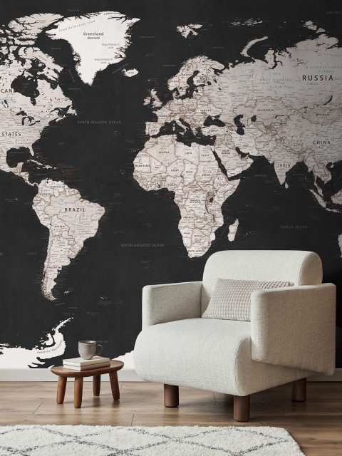 Classic Dark Tones World Wallpaper Mural