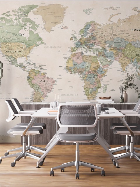 Educational Pastel World Map Wallpaper Mural