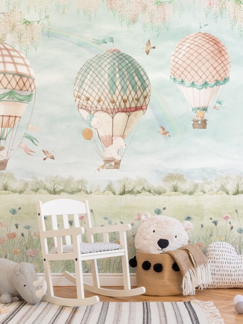 Pastel Dreamland Hot Air Balloon Wallpaper Mural