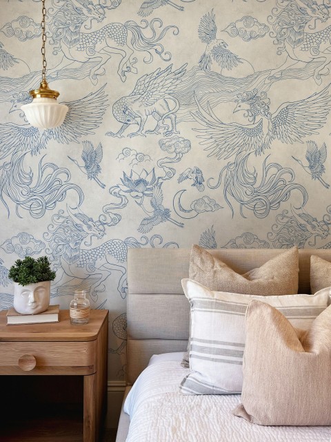 Elegant Phoenix and Dragon Wallpaper Mural