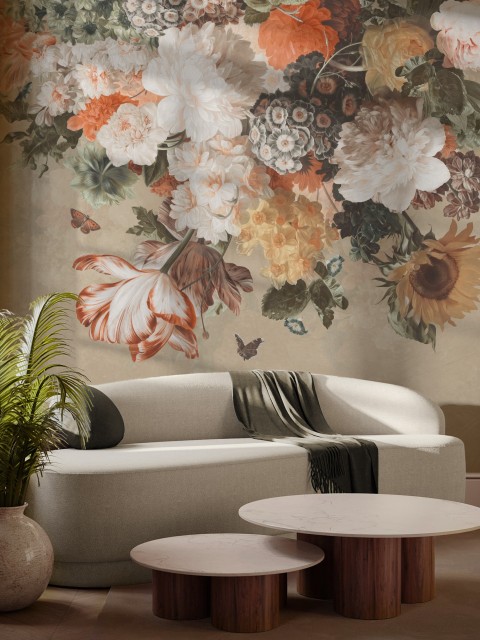 Enchanted Dutch Floral Bouquet Wallpaper Mural