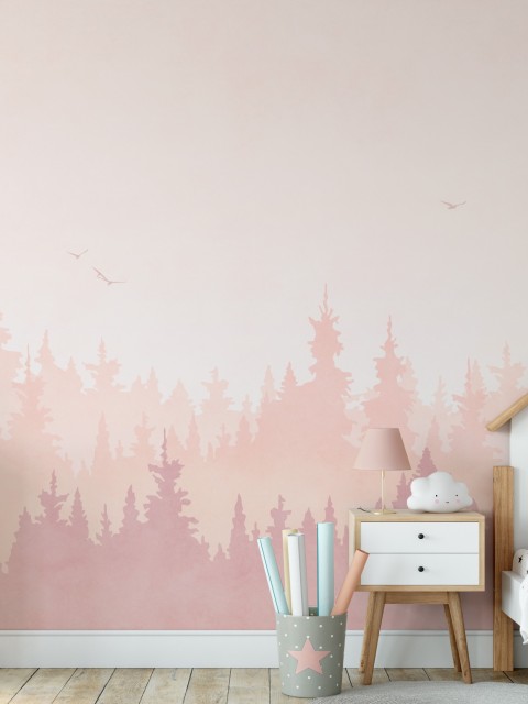Kids Peaceful Forest Silhouette Wallpaper Mural