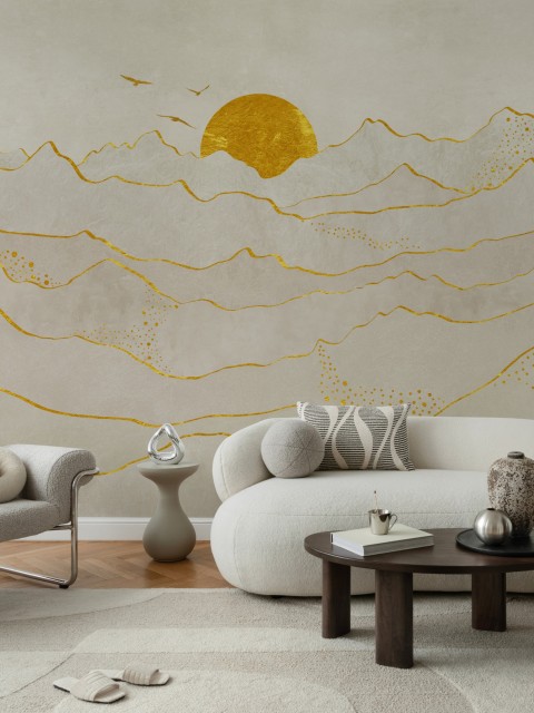 Elegant Sunset Mountain Landscape Wallpaper Mural