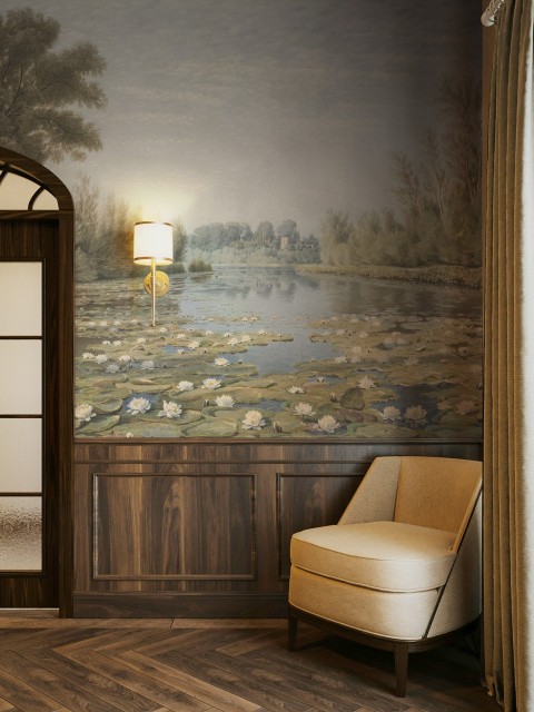 Elegant Water Lily Pond Wallpaper Mural