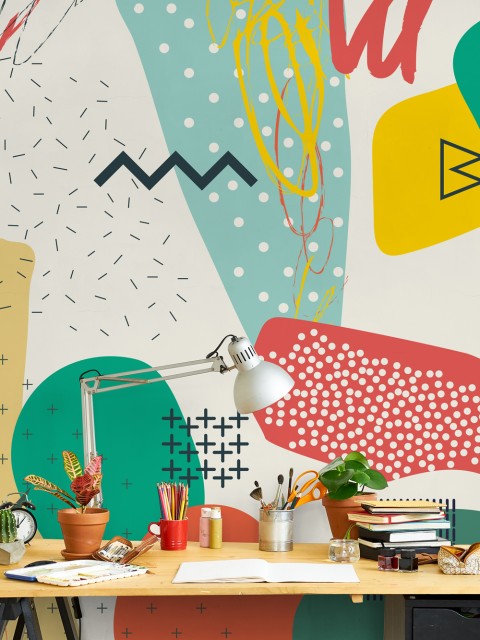 Abstract Colorful Shapes Wallpaper Mural
