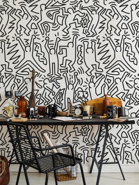 Abstract Energetic Dance Figures Wallpaper Mural