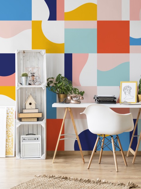 Abstract Colorful Geometric Shapes Wallpaper Mural