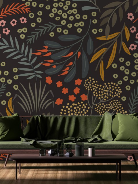 Elegant Branches and Floral Wallpaper Mural