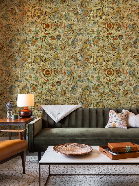 Medieval Flower Pattern Wallpaper Mural