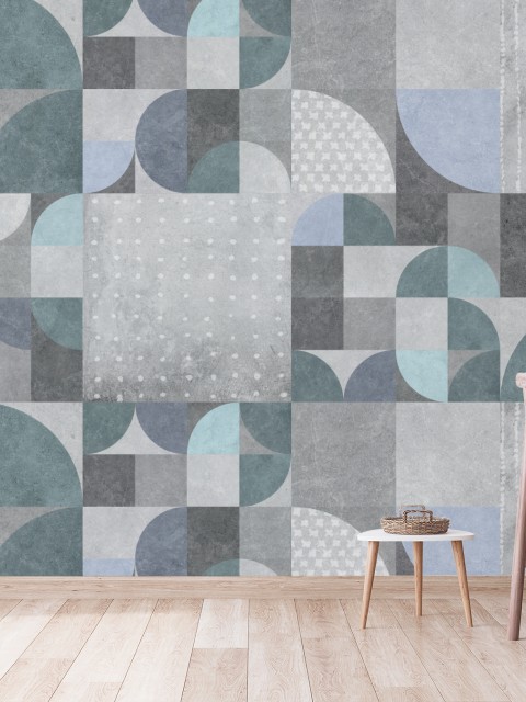 Abstract Soft Cement Geometric Wallpaper Mural