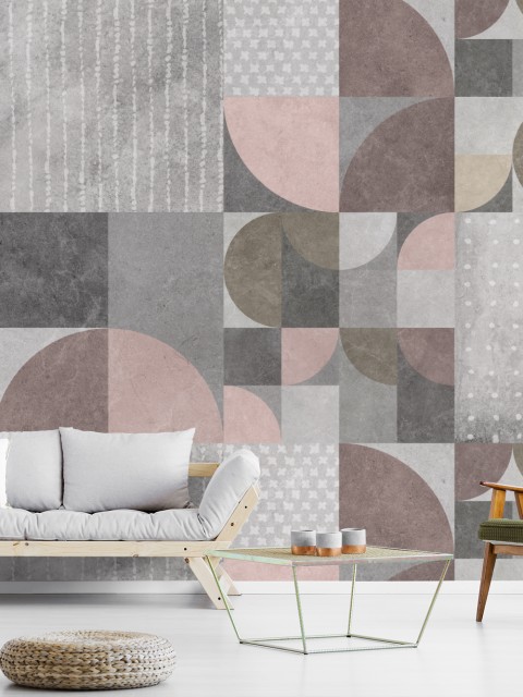 Abstract Soft Cement Geometric Wallpaper Mural