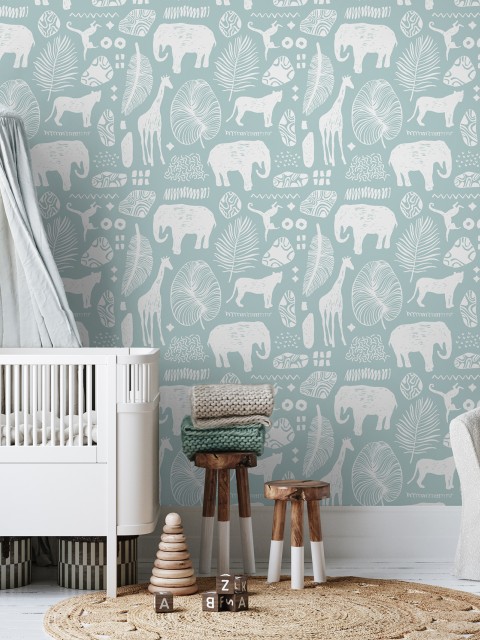African Safari Animals Pattern Wallpaper Mural