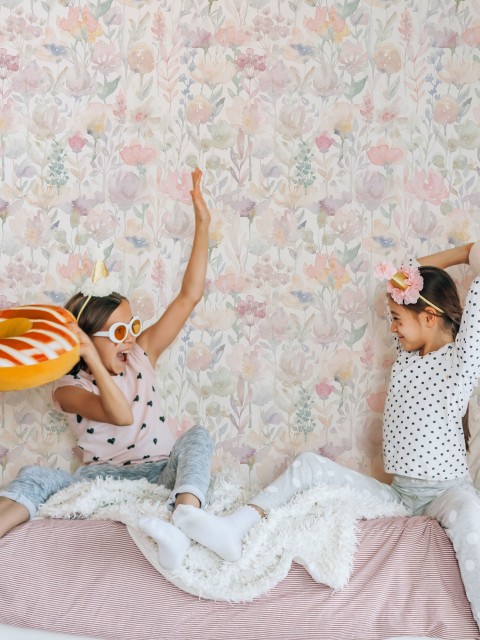 Kids Cute Watercolor Wild Floral Wallpaper Mural