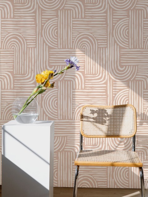 Abstract Minimalist Contour Lines Wallpaper Mural