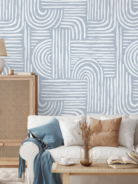 Abstract Minimalist Contour Lines Wallpaper Mural