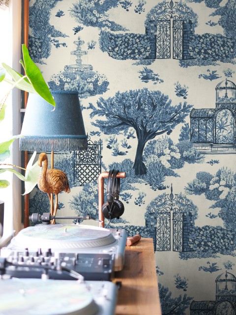 Monochrome Traditional Asian Garden Wallpaper Mural