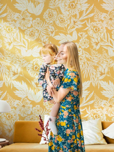 Elegant Watercolor Peony Pattern Wallpaper Mural