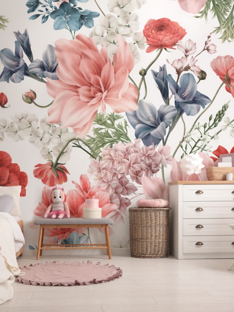 Girls Room Flower Bouquet Wallpaper Mural