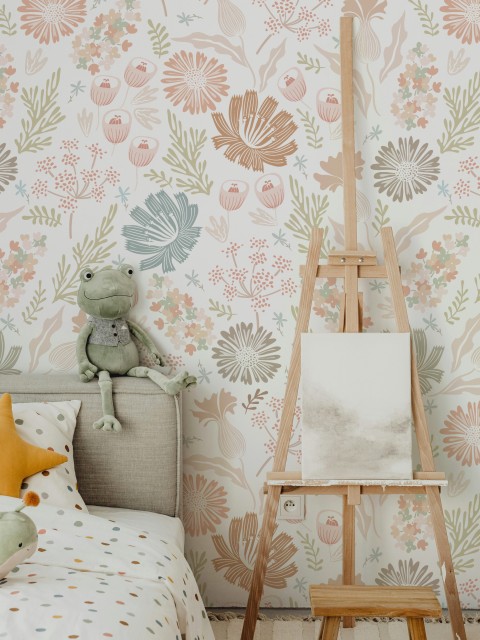 Kids Colorful Floral Botanical Wallpaper Mural