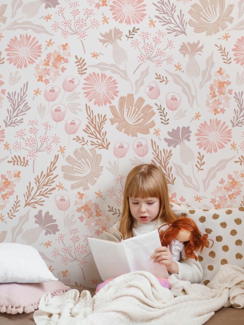 Kids Pastel Floral Botanical Wallpaper Mural