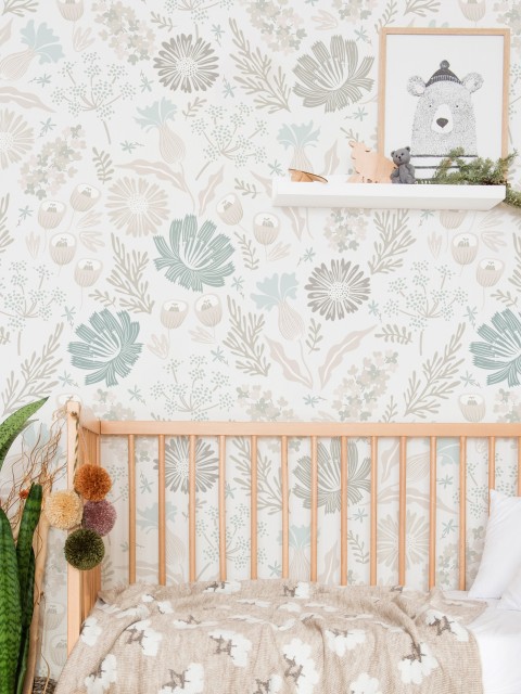 Kids Soft Color Floral Botanical Wallpaper Mural