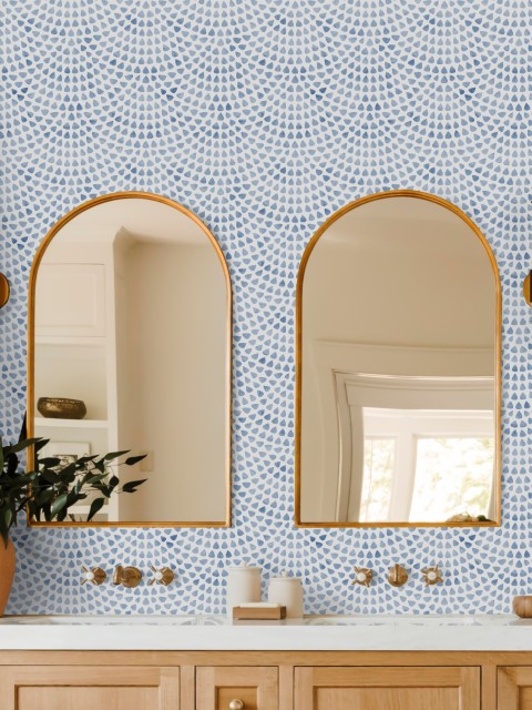 Abstract Aqua Raindrop Pattern Wallpaper Mural