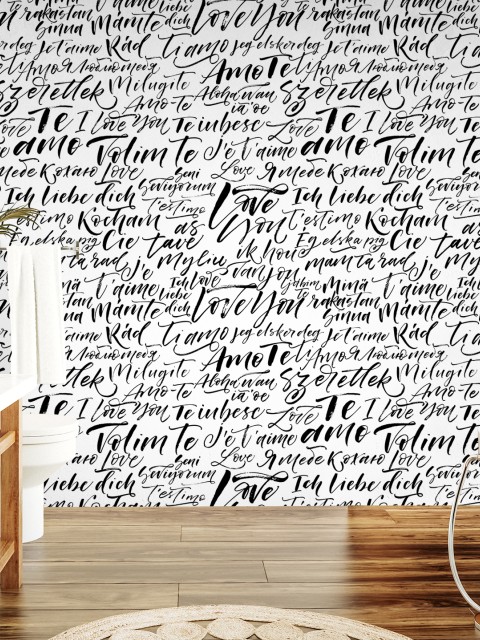 Romantic Calligraphy Love Phrases Wallpaper Mural