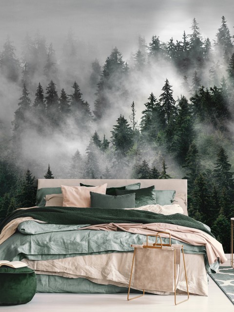 Serene Misty Forest Landscape Wallpaper Mural