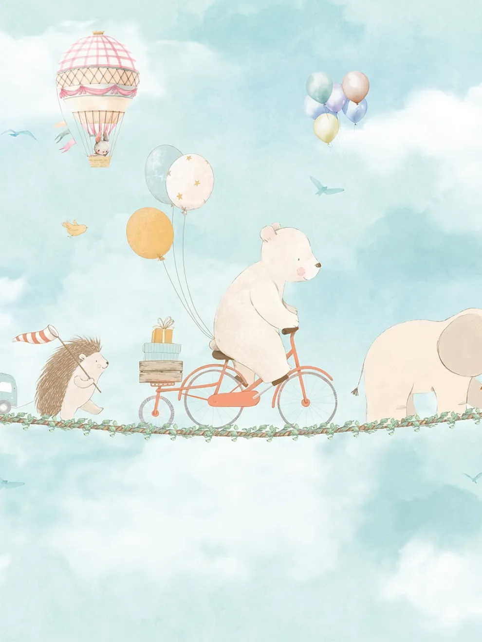 Cute Animal Convoy with Hot Air Balloons