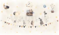 Cute Animals with Balloons Wallpaper Mural