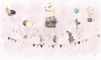 Cute Animals with Balloons Wallpaper Mural