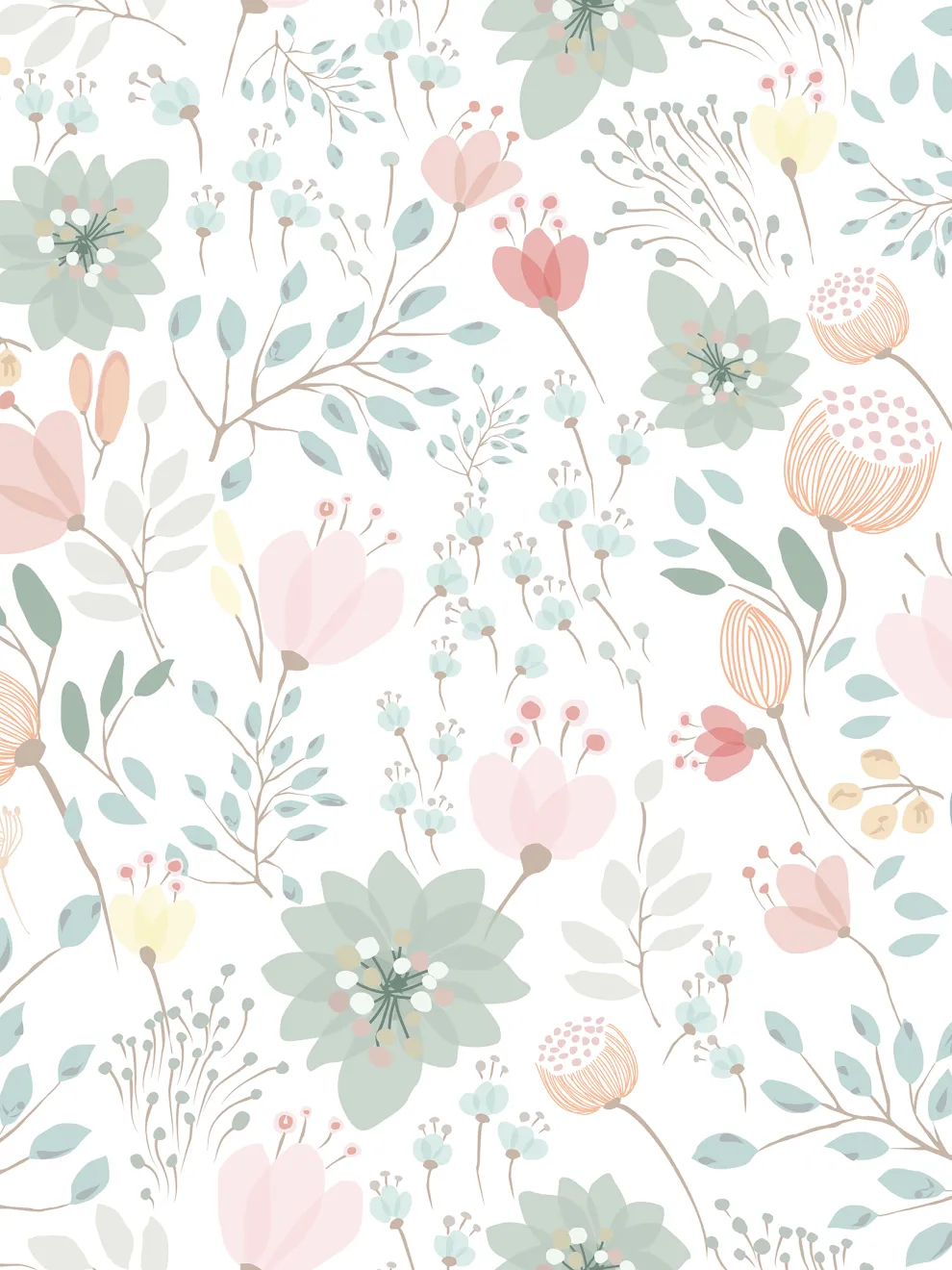 Delicate Floral Bloom Wallpaper Mural
