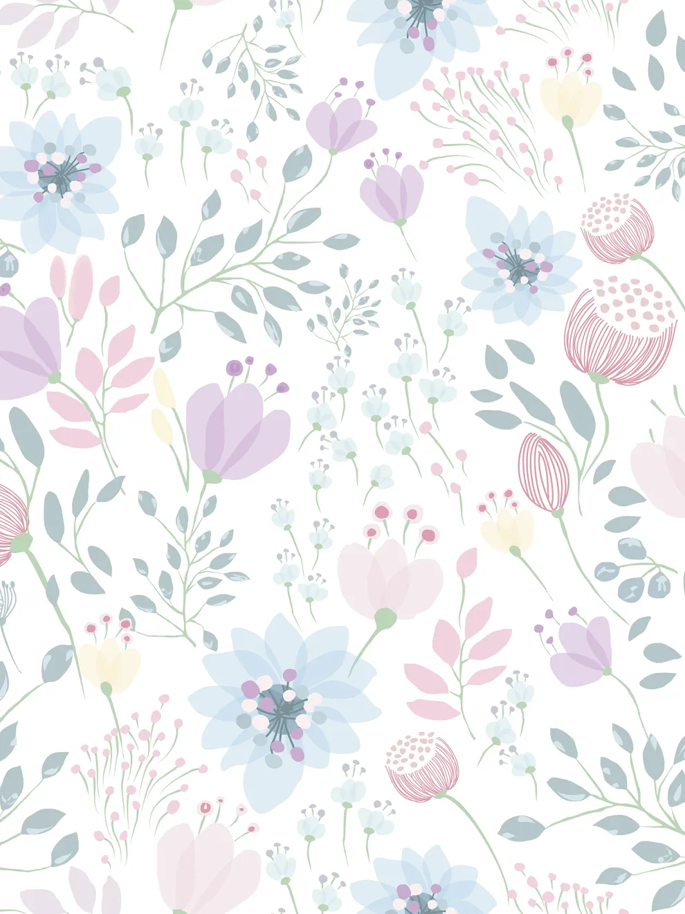 Delicate Floral Bloom Wallpaper Mural