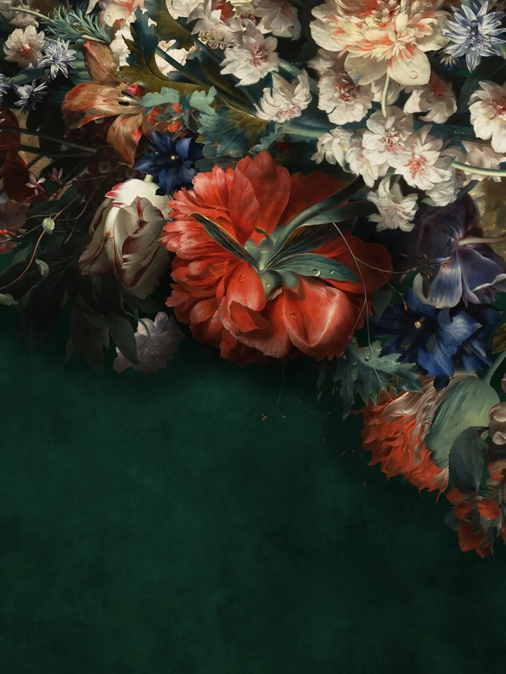Elegant Dark Floral Blooms Wallpaper Mural