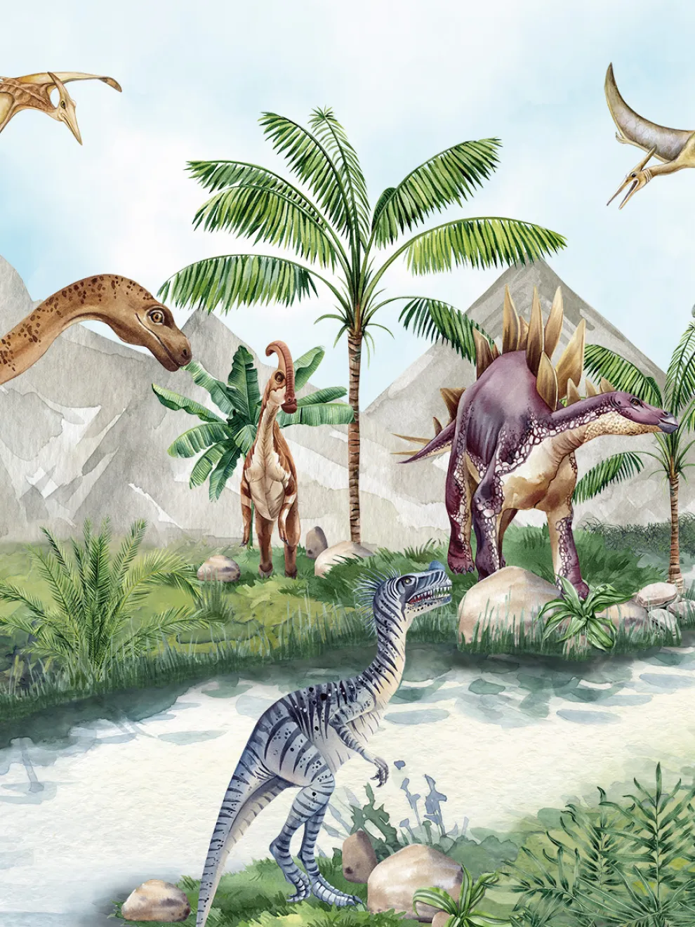 Enchanted Dinosaur Park Kids Wallpaper Mural