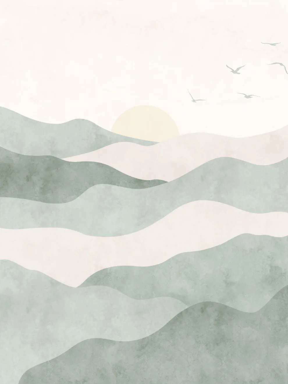 Soothing Waves and Sunrise Wallpaper Mural