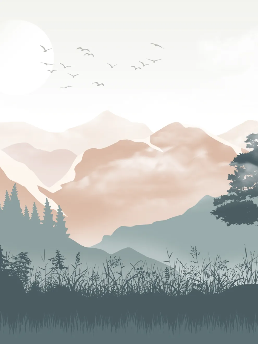 Sunrise Over Valleys and Jungle Wallpaper Mural