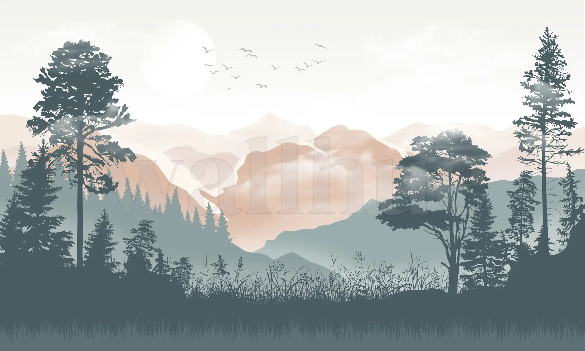 Sunrise Over Valleys and Jungle Wallpaper Mural